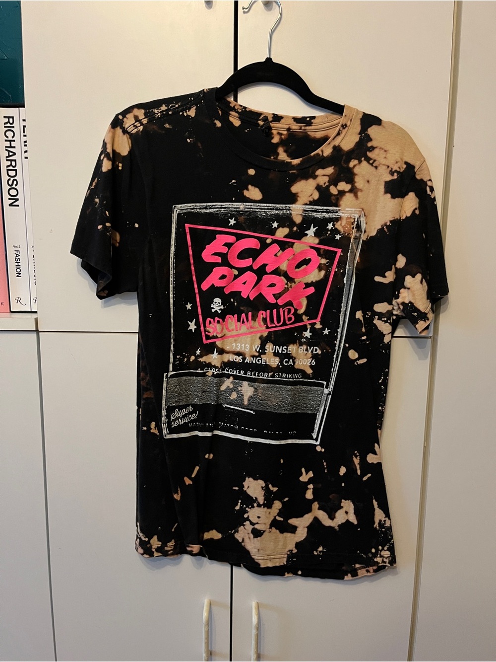 Echo Park LA original one of a kind Bleach-Effect Graphic Tee - Black & Tan